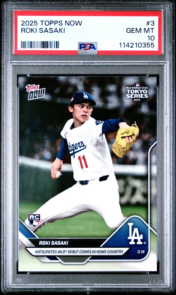 2025 #3 Roki Sasaki PSA 10 Topps Now