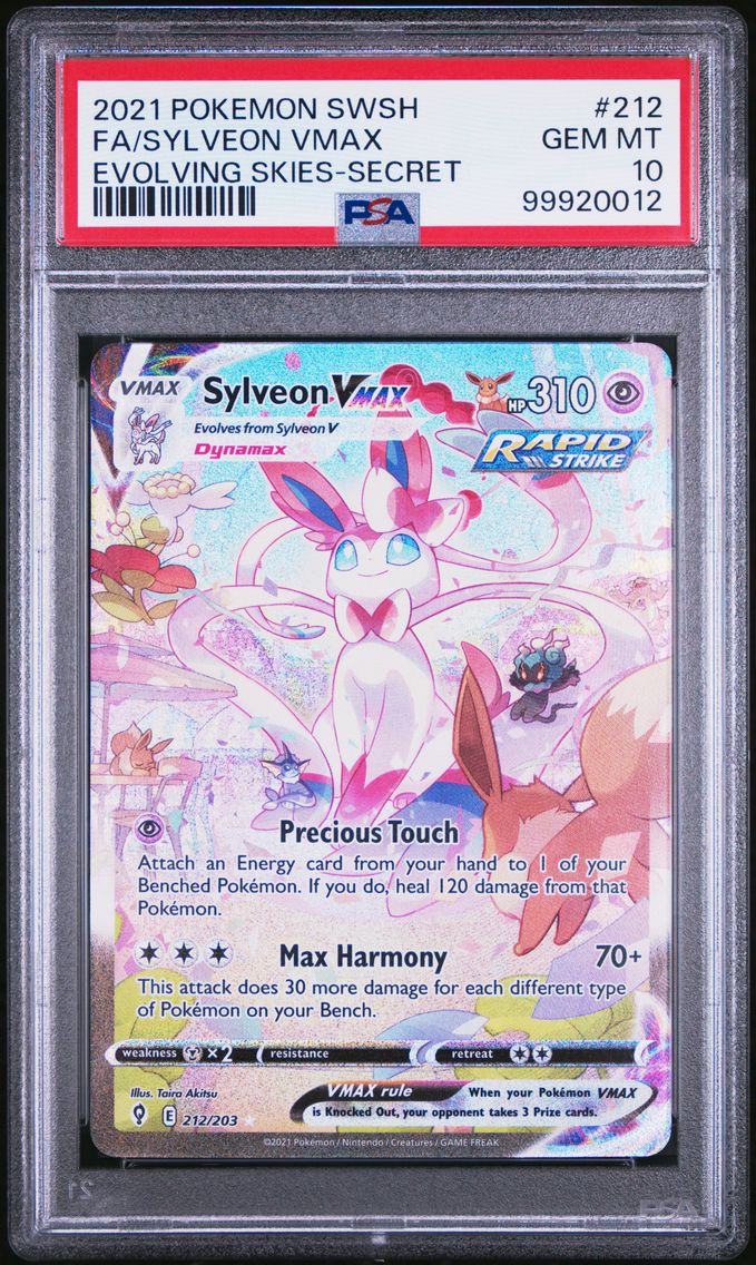 2021 #212 Full Art/Sylveon Vmax PSA 10 Sword & Shield Evolving Skies Pokemon