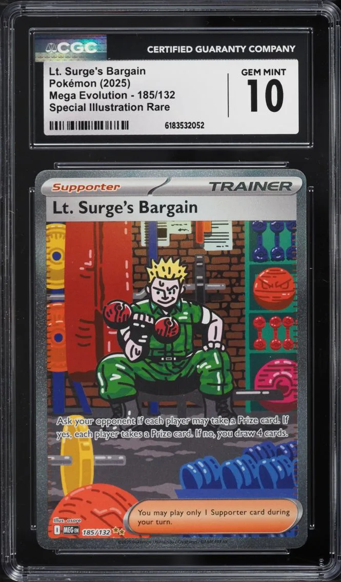 2025 #185 Lt. Surge's Bargain CGC 10 Pokemon Mega Evolution SIR