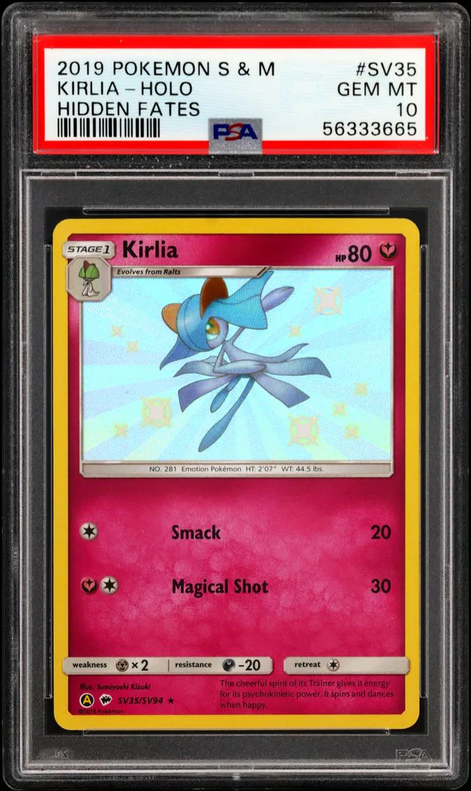 2019 #SV35 Kirlia-Holo PSA 10 Sun & Moon Hidden Fates
