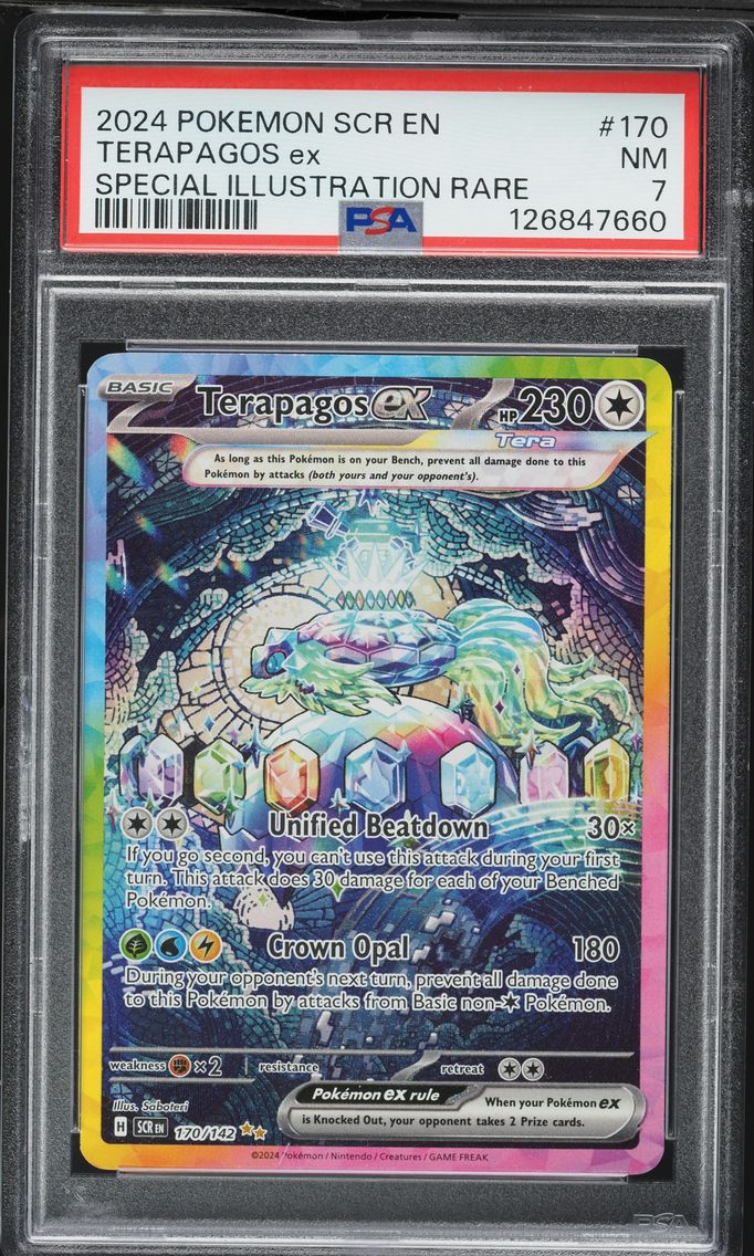 2024 #170 Terapagos EX PSA 7 Scr EN-Stellar Crown Pokemon