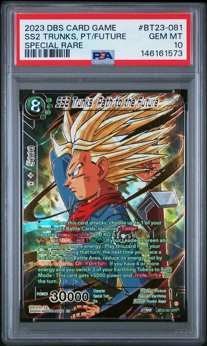 2023 #BT23-081 SS2 Trunks, Path to the Future PSA 10 Dragon Ball Super Card Game Series 23 Perfect Combination