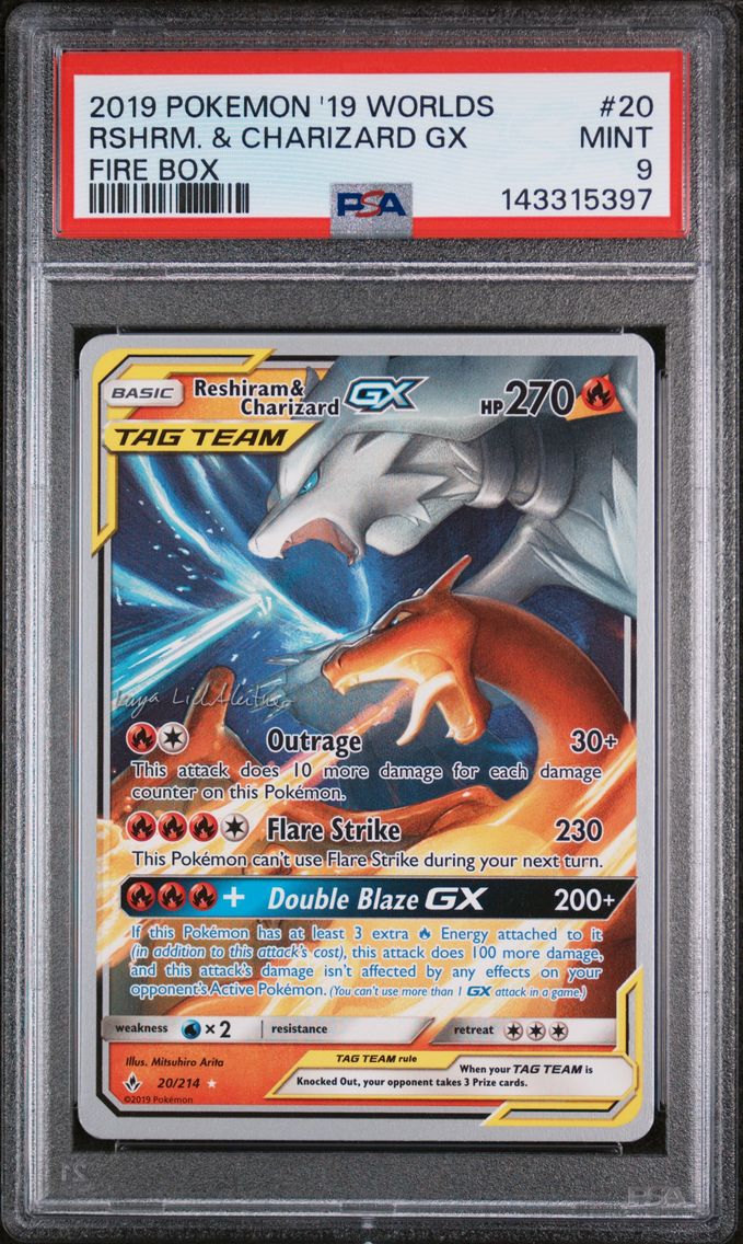2019 #20 Reshiram & Charizard GX PSA 9 2019 World Championships Deck: Fire Box Pokemon