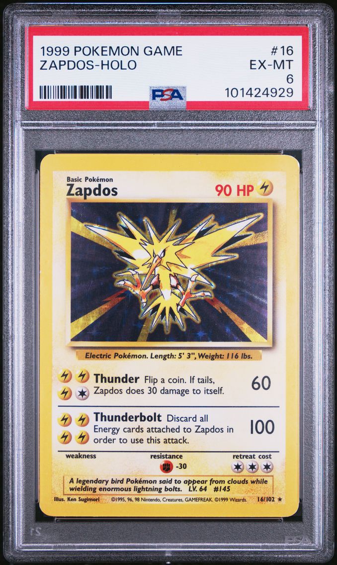 1999 #16 Zapdos-Holo PSA 6 Game Pokemon