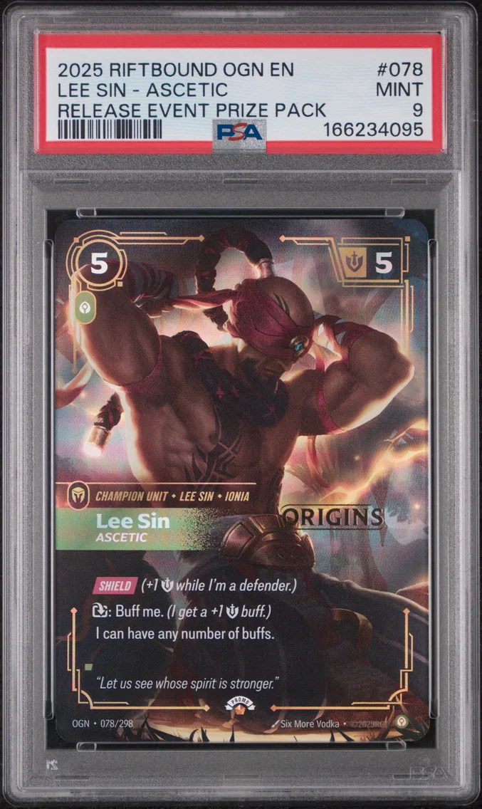 2025 #078 Lee Sin - Ascetic PSA 9 Riftbound: League of Legends Ogn-Origins