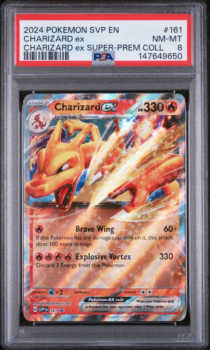 2024 #161 Charizard EX PSA 8 Svp EN-SV Black Star Promo