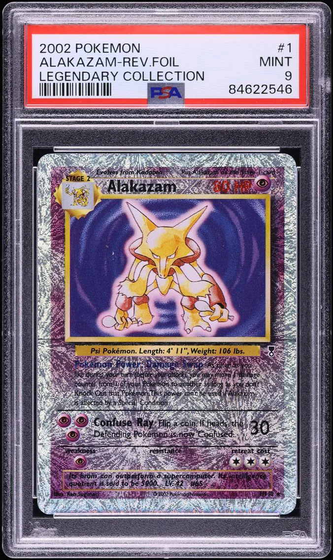 2002 #1 Alakazam-Reverse Foil PSA 9 Legendary Collection Pokemon