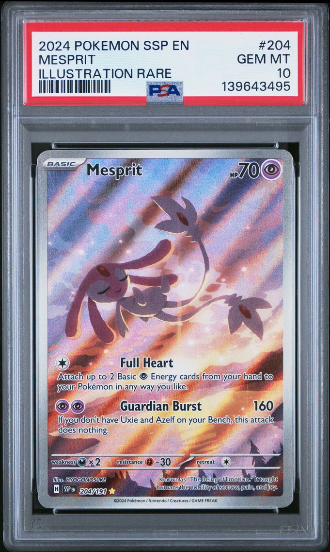 2024 #204 Mesprit Illustration Rare PSA 10 Ssp EN-Surging Sparks Pokemon