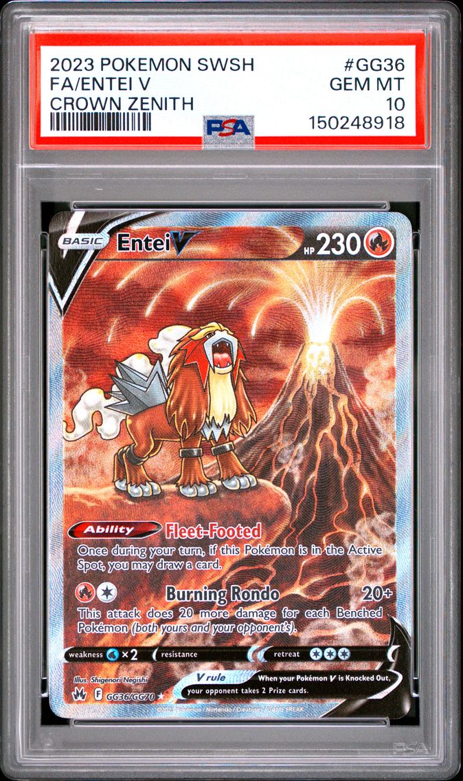 2023 #GG36 Full Art/Entei V PSA 10 Sword and Shield Crown Zenith