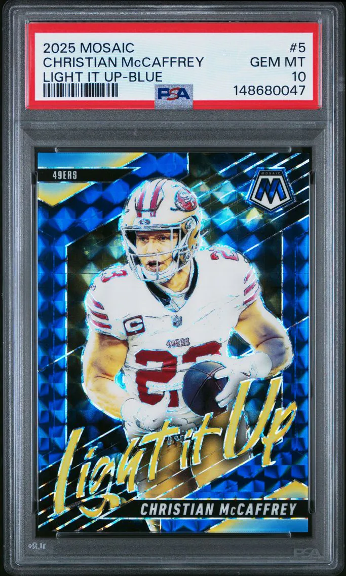2025 #5 Christian McCaffrey PSA 10 Panini Mosaic Light It Up