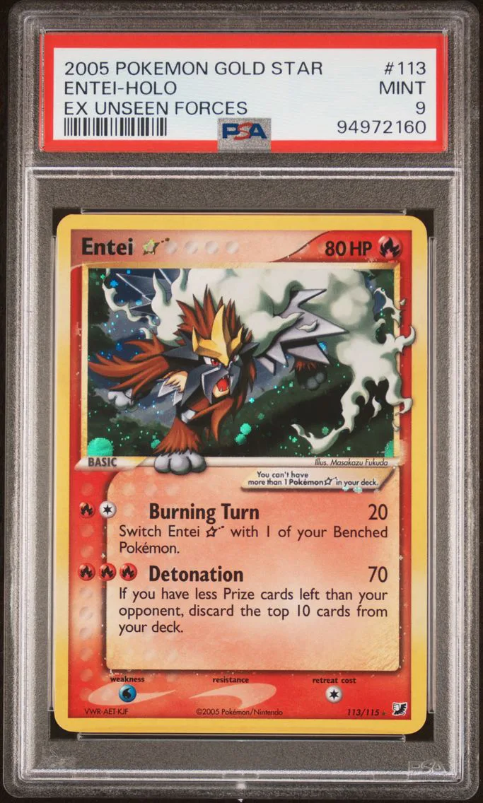 2005 #113 Entei-Holo Gold Star PSA 9 EX Unseen Forces