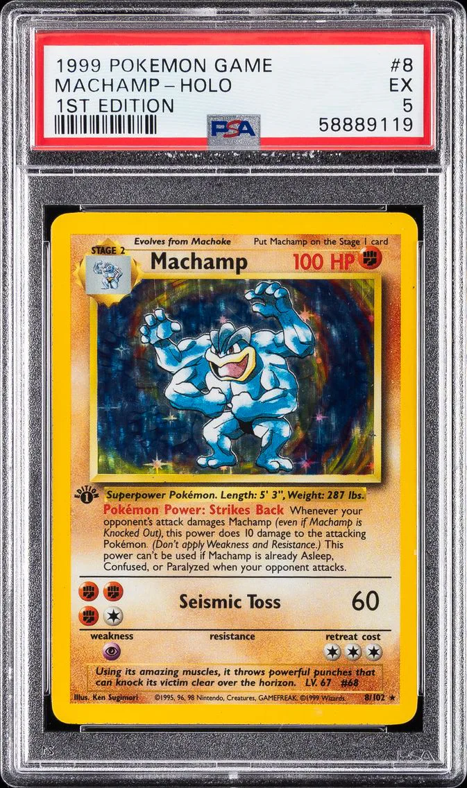 1999 #8 Machamp-Holo 1st Edition PSA 5 Game Pokemon