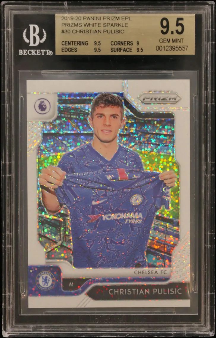 2019 #30 Christian Pulisic BGS Panini Prizm English Premier League Prizms White Sparkle
