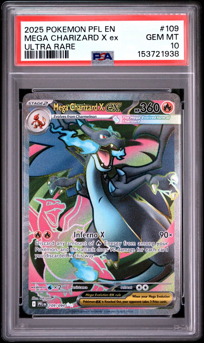 2025 #109 Mega Charizard X EX PSA 10 Pfl EN-Phantasmal Flames
