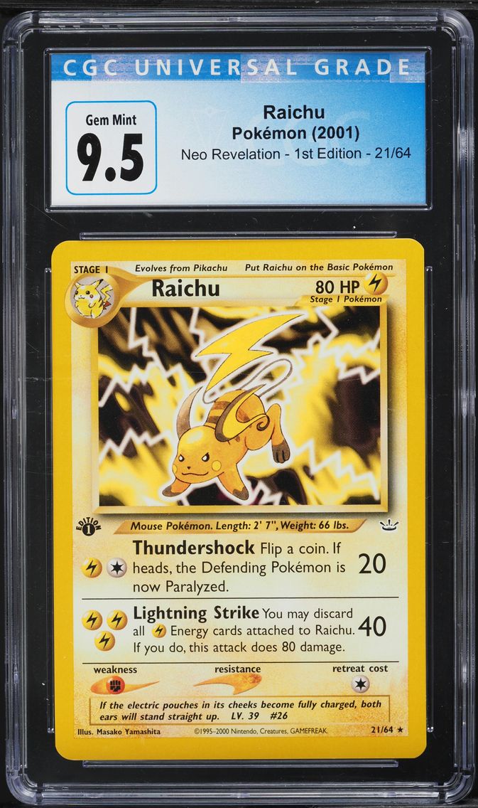 2001 #21 Raichu CGC 10 Neo Revelation - 1st Edition - English Pokemon