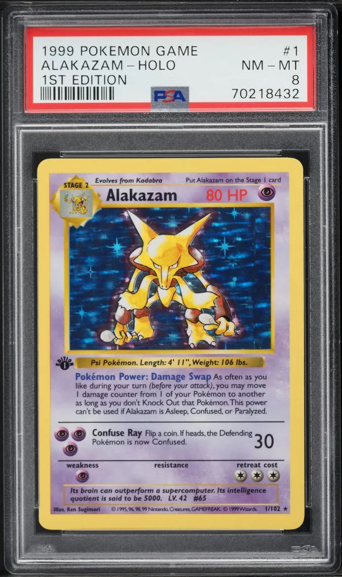 1999 #1 Alakazam-Holo 1st Edition PSA 8 Game Pokemon