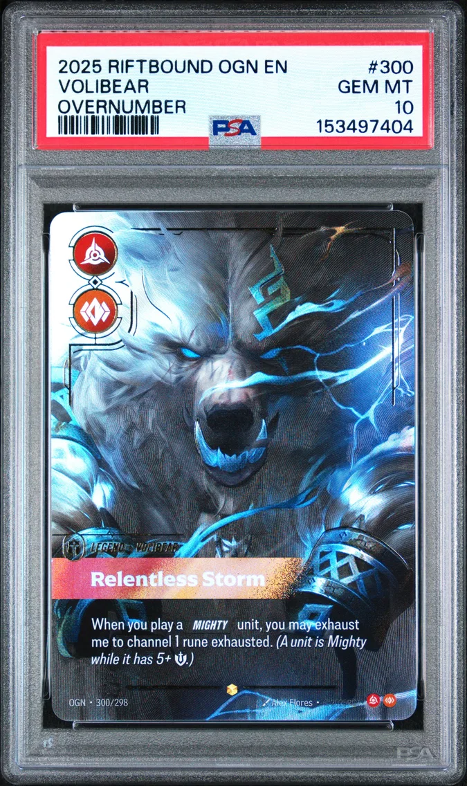 2025 #300 Volibear - Relentless Storm PSA 10 Riftbound: League of Legends Ogn-Origins