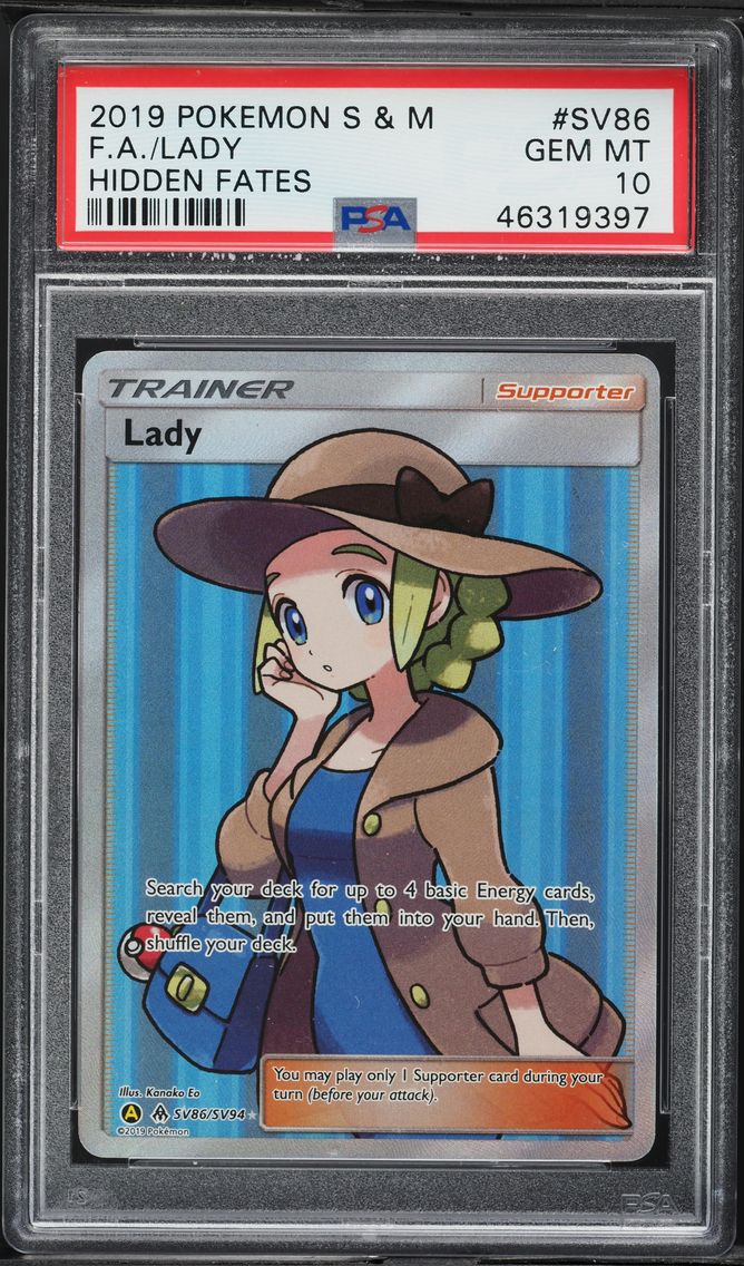 2019 #SV86 Full Art/Lady PSA 10 Sun & Moon Hidden Fates Pokemon