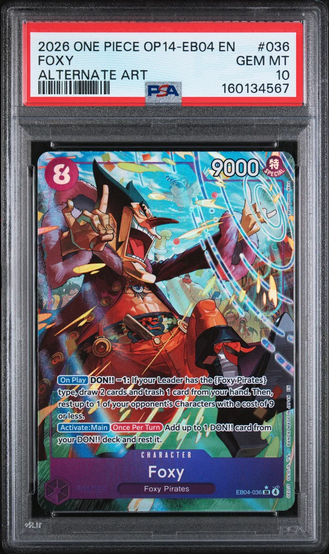 2026 #036 Foxy PSA 10 One Piece OP14-EB04-the Azure Sea's Seven