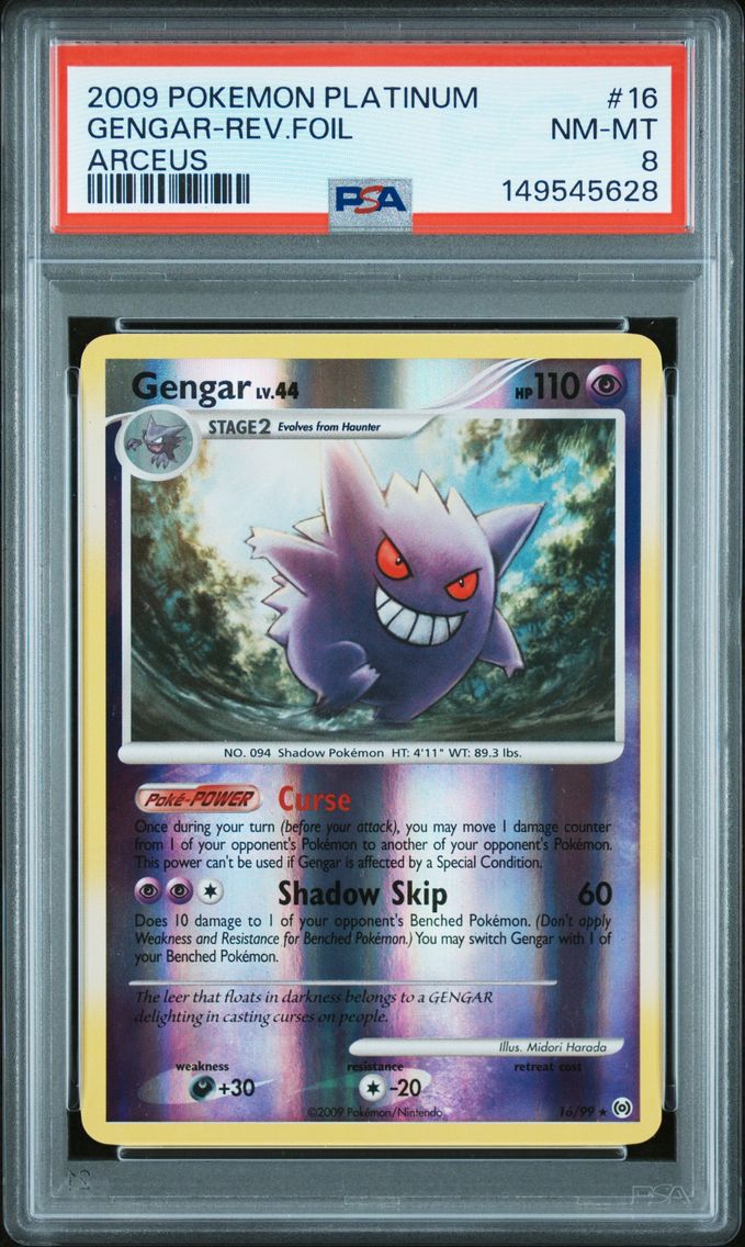 2009 #16 Gengar-Reverse Foil PSA 8 Platinum Arceus