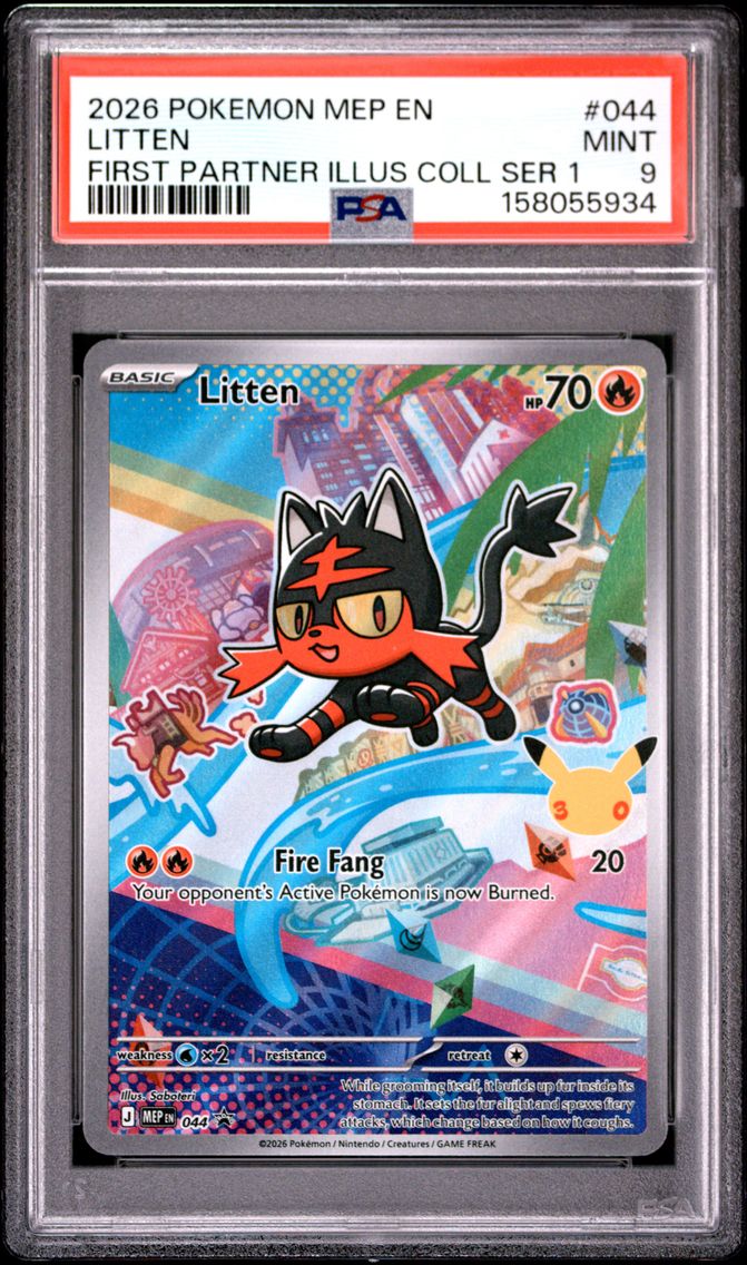 2026 #044 Litten PSA 9 Mep EN-Me Black Star Promo