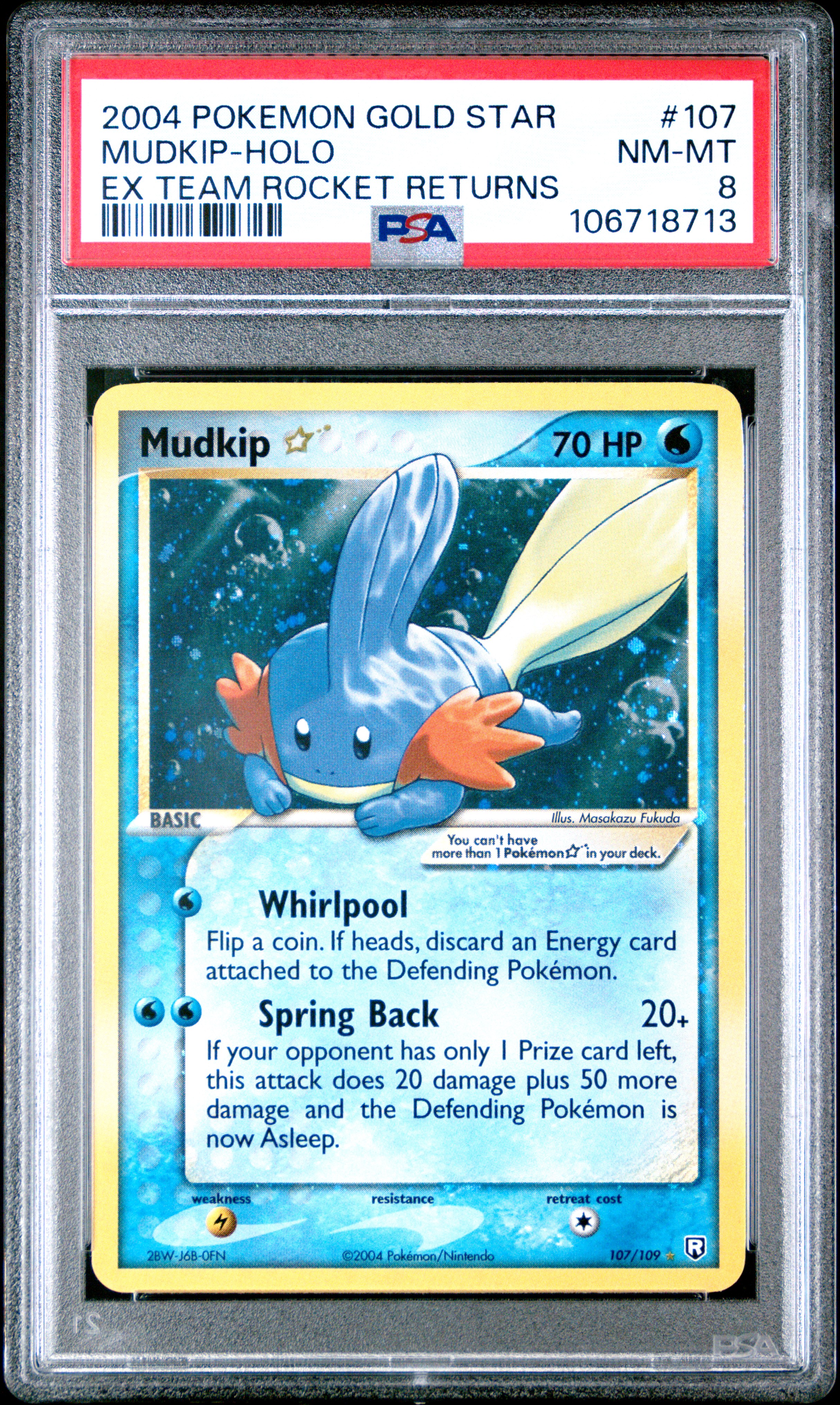 2004 #107 Mudkip-Holo Gold Star PSA 8 EX Team Rocket Returns