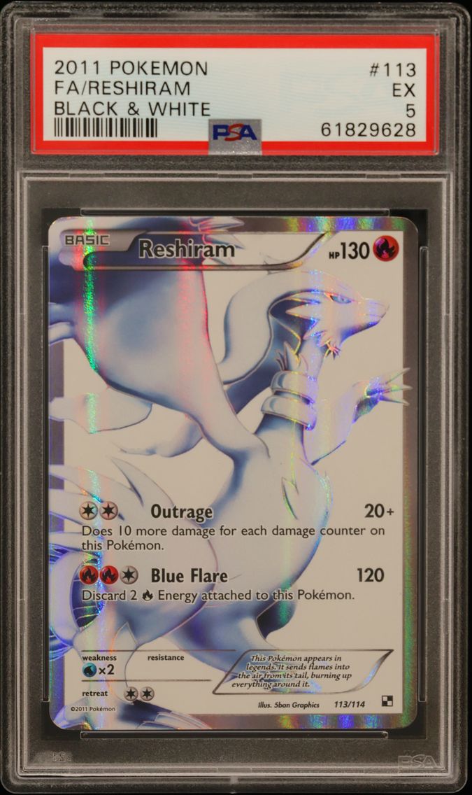 2011 #113 Full Art/Reshiram PSA 5 Black & White