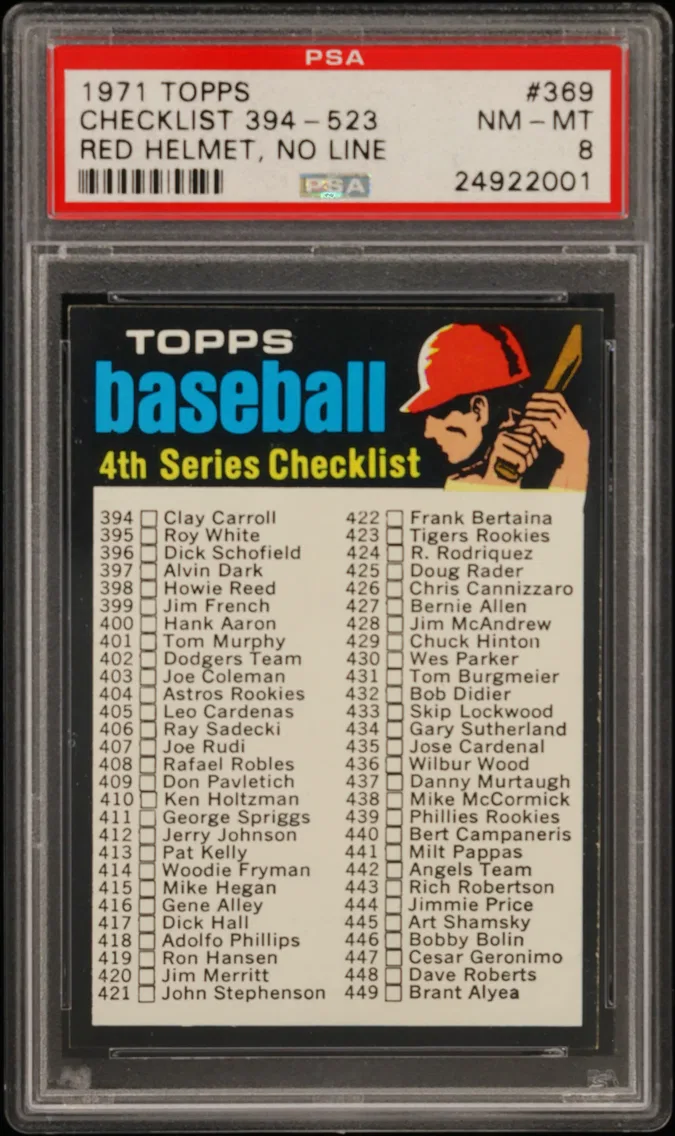 1971 #369 Checklist 394-523 PSA 8 Topps