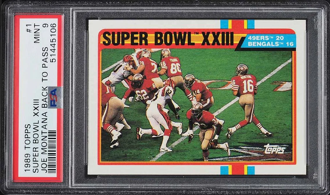 1989 #1 Joe Montana PSA 9 Topps Back to Pass Super Bowl XXIII