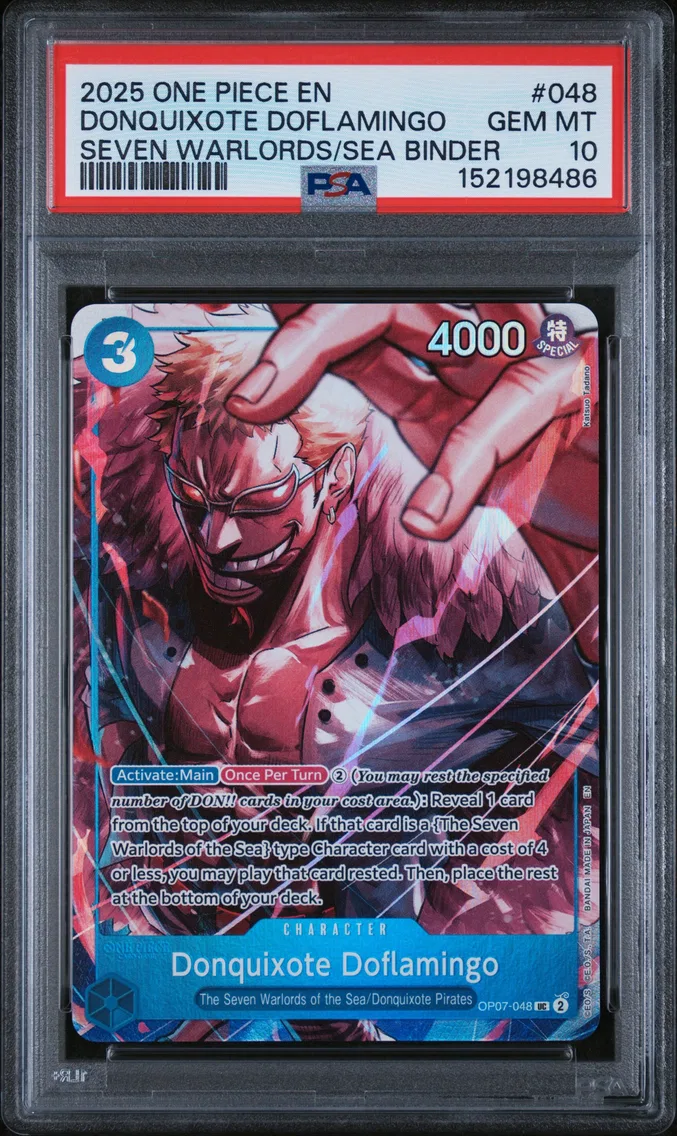 2025 #048 Donquixote Doflamingo PSA 10 One Piece Seven Warlords of the Sea Binder Set