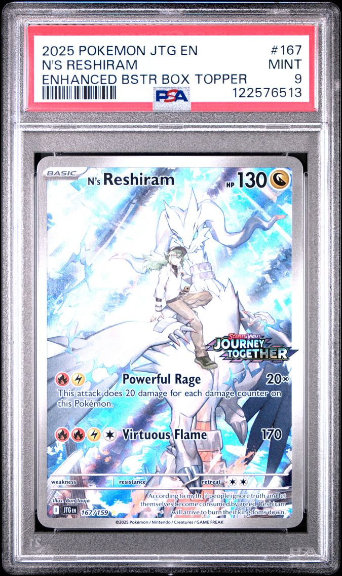 2025 #167 N's Reshiram PSA 9 Jtg EN-Journey Together Pokemon