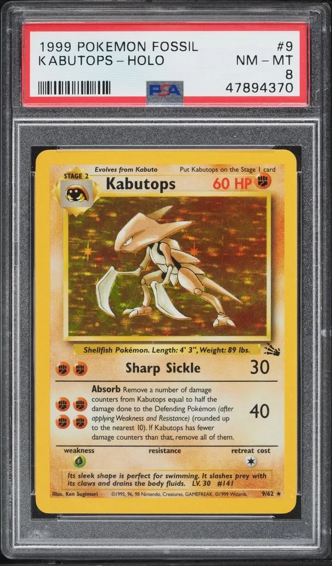 1999 #9 Kabutops PSA 8 Pokemon Fossil Holo