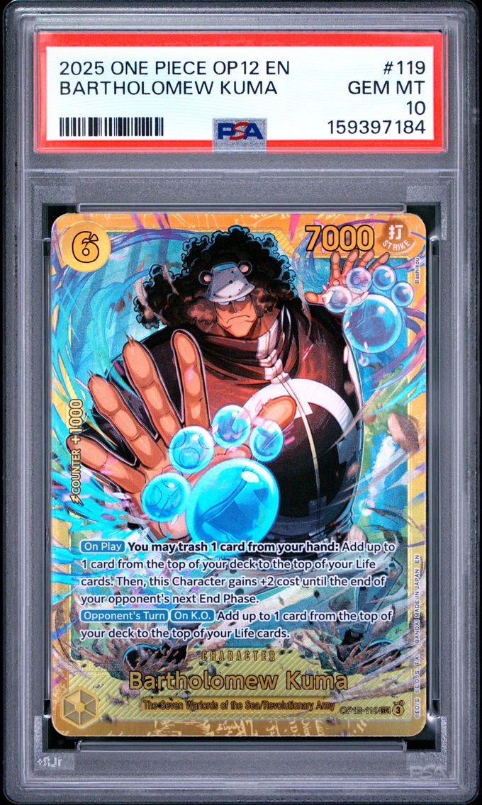 2025 #119 Bartholomew Kuma PSA 10 One Piece OP12-Legacy of the Master
