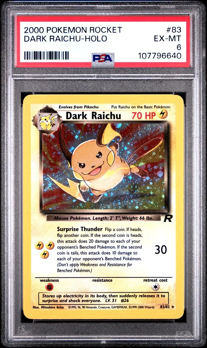 2000 #83 Dark Raichu-Holo PSA 6 Rocket