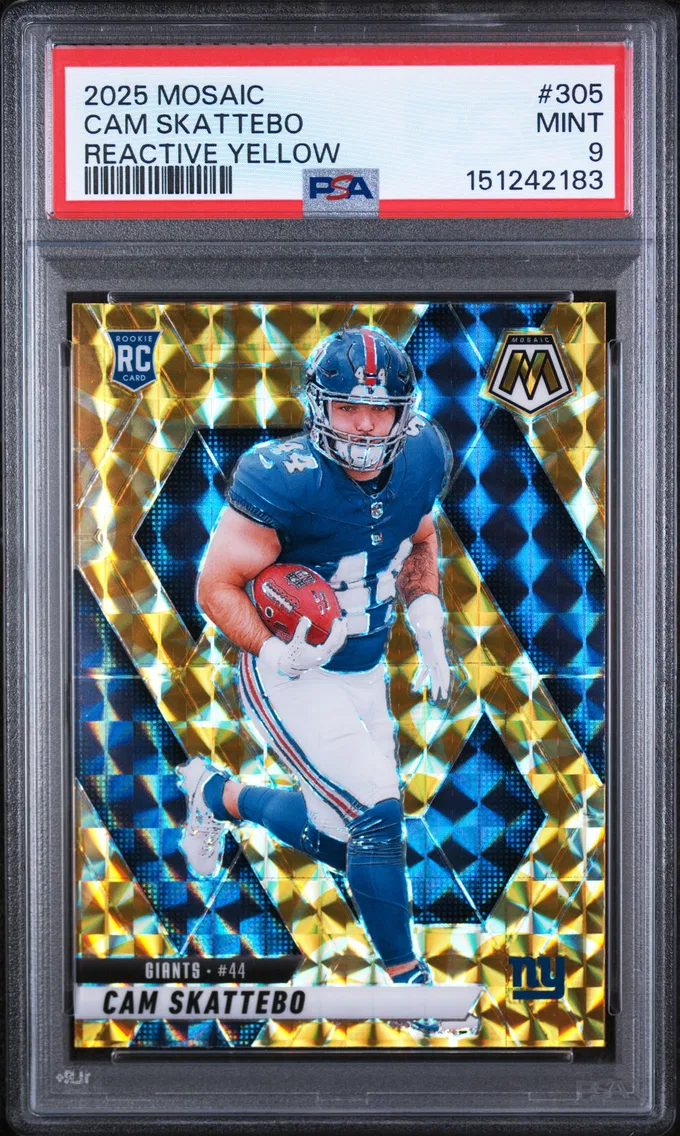 2025 #305 Cam Skattebo PSA 9 Panini Mosaic