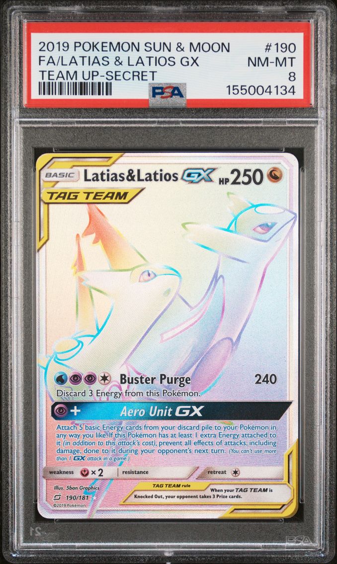 2019 #190 Full Art/Latias & Latios GX PSA 8 Sun & Moon Team Up
