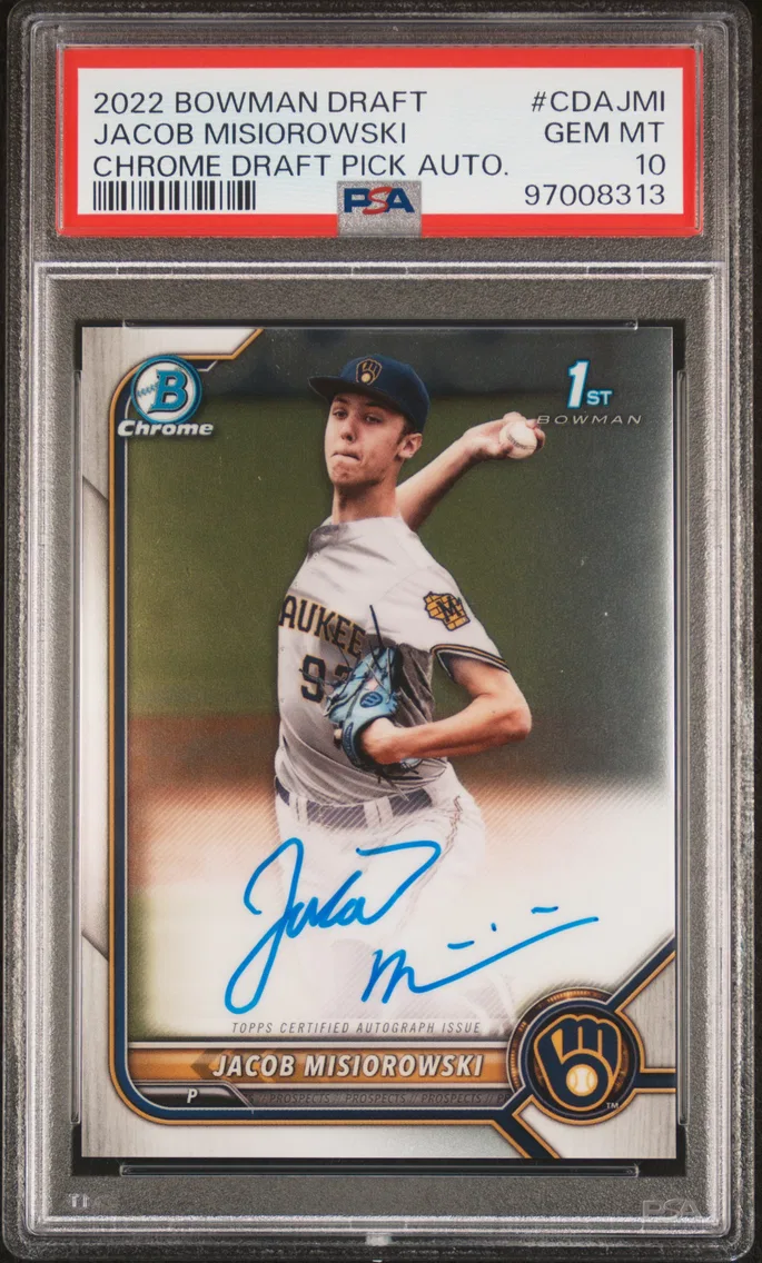 2022 #CDAJMI Jacob Misiorowski PSA 10 Bowman Draft Chrome Draft Pick Autographs