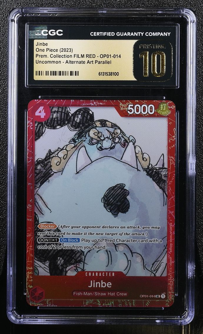 2023 #OP01-014 Jinbe CGC 10 Pristine Premium Collection FILM RED (Foil) - English
