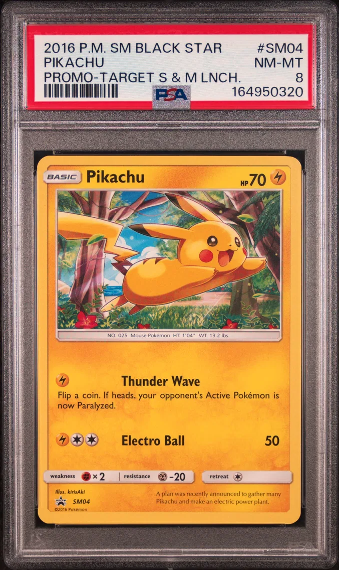 2016 Pokemon SM Black Star Promo Pikachu SM Black Star Promo #SM04 PSA 8