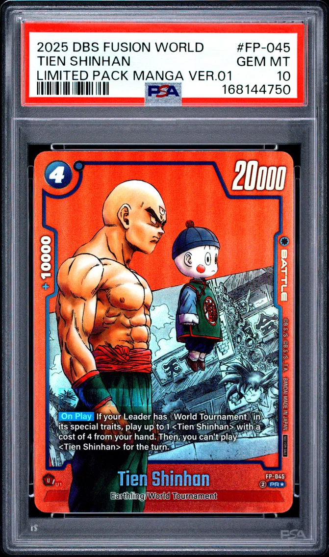 2025 #FP-045 Tien Shinhan PSA 10 Dragon Ball Super Card Game Fusion World Limited Pack Manga Version 01