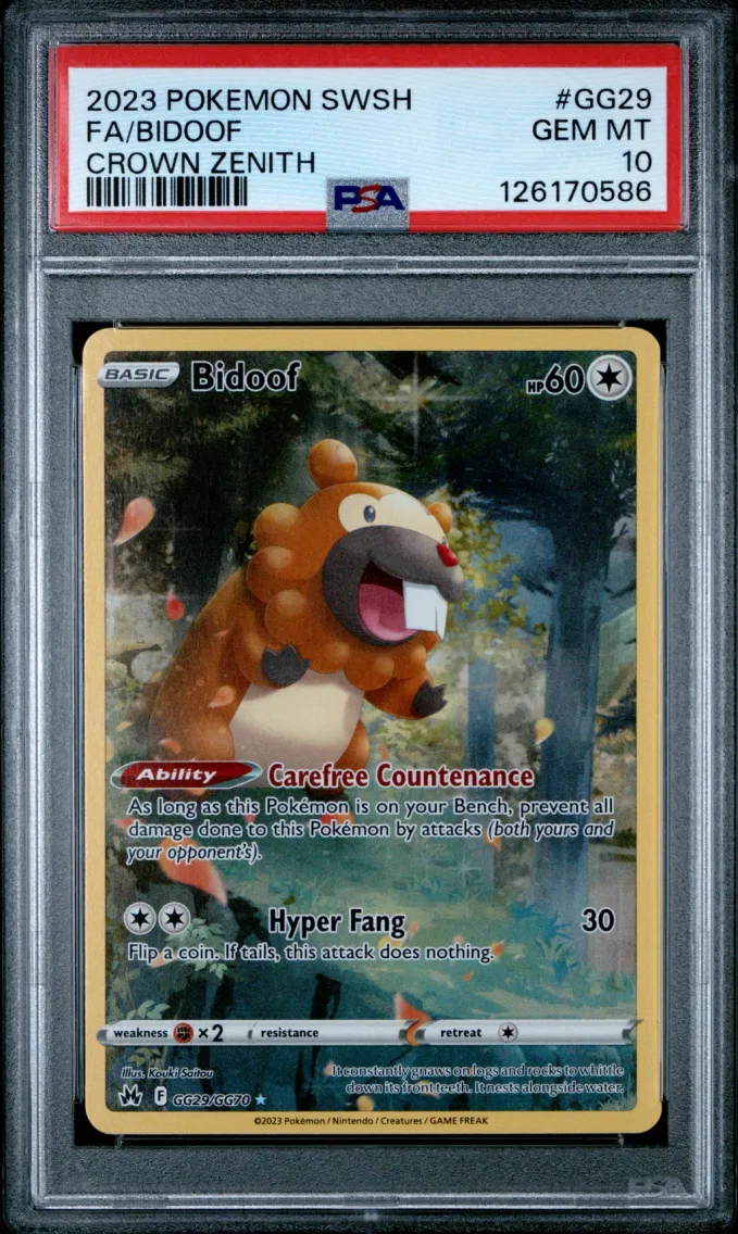 2023 Pokemon Sword and Shield Crown Zenith Full Art/Bidoof Sword and Shield Crown Zenith #GG29 PSA 10
