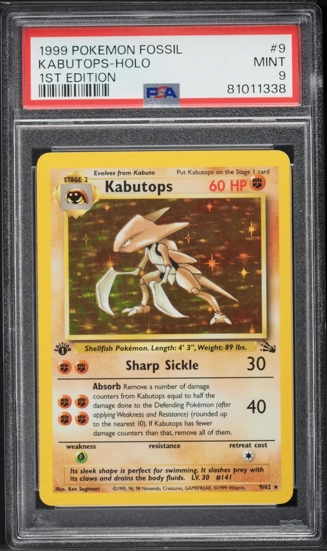 1999 #9 Kabutops-Holo 1st Edition PSA 9 Fossil Pokemon