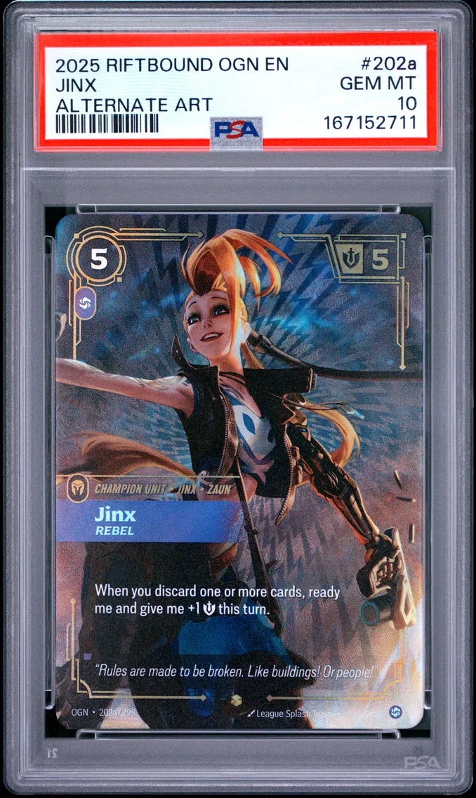 2025 #202a Jinx - Rebel PSA 10 Riftbound: League of Legends Ogn-Origins