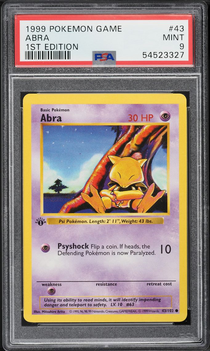 1999 #43 Abra 1st Edition PSA 9 Game Pokemon