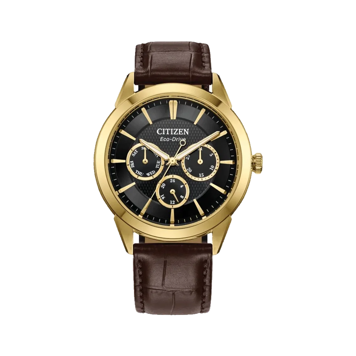 Citizen Rolan Gold-Tone 40mm - Black on Leather Strap