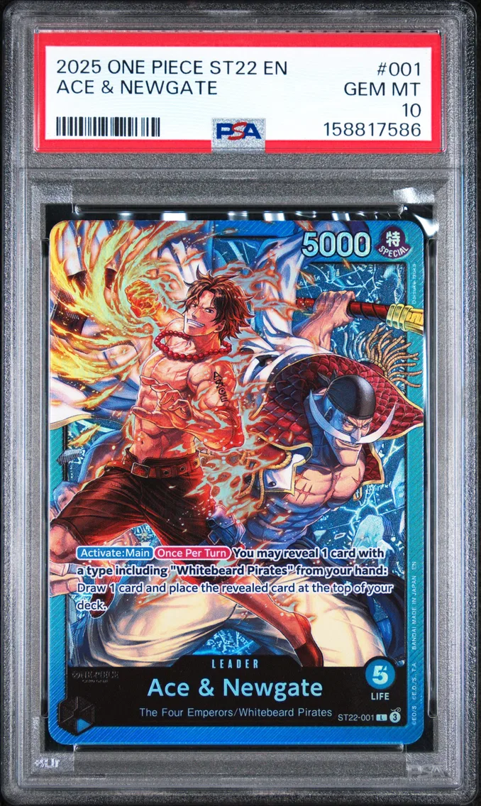 2025 #001 Ace & Newgate PSA 10 One Piece Starter Deck ST22-Ace & Newgate
