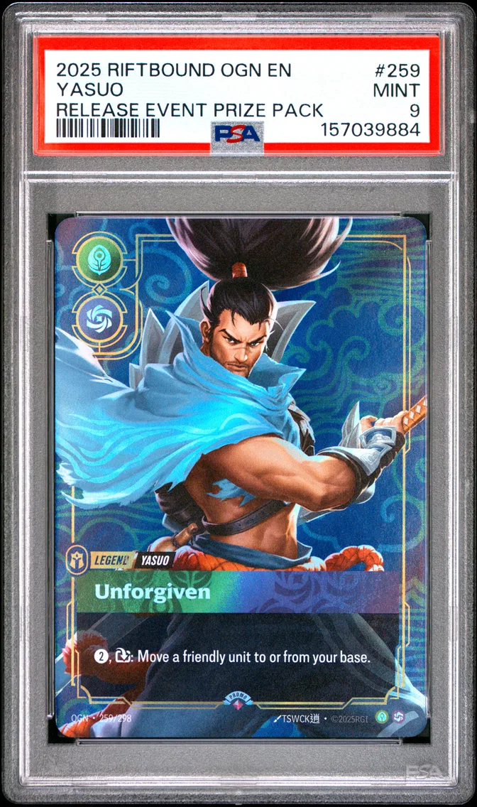 2025 #259 Yasuo - Unforgiven PSA 9 Riftbound: League of Legends Ogn-Origins