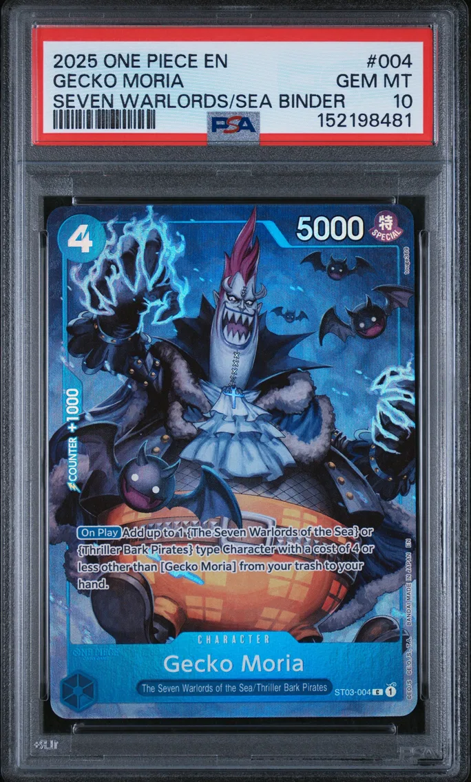 2025 #004 Gecko Moria PSA 10 One Piece Seven Warlords of the Sea Binder Set