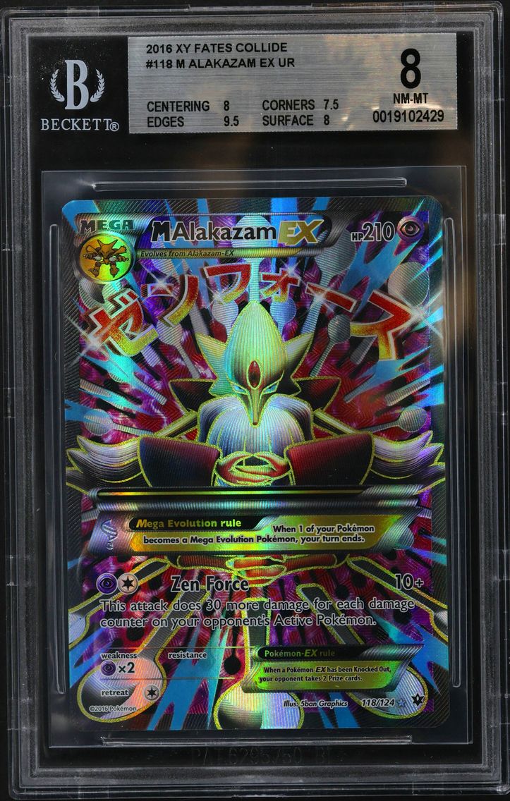 2016 #118 M Alakazam EX UR BGS 8 XY Fates Collide