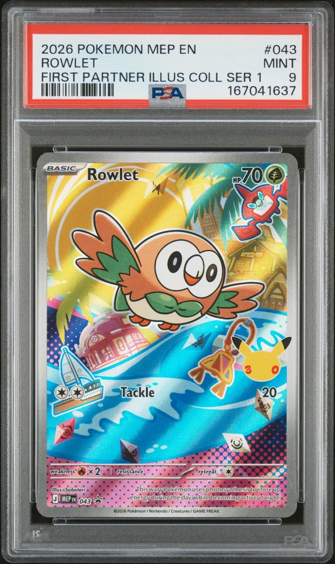 2026 #043 Rowlet PSA 9 Mep EN-Me Black Star Promo